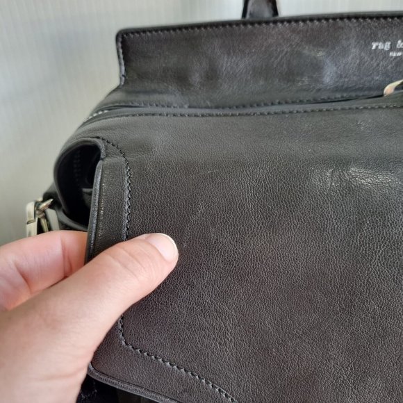 Rag & Bone Pilot Satchel Black Lamb Leather Crossbody Shoulder Bag - Picture 12 of 14